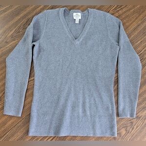 St. John's Bay Women's V-Neck Cable Knit Sweater Gray XL